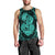Hawaii Anchor Hibiscus Flower Vintage Tank Top - AH - Turquoise Black - Polynesian Pride
