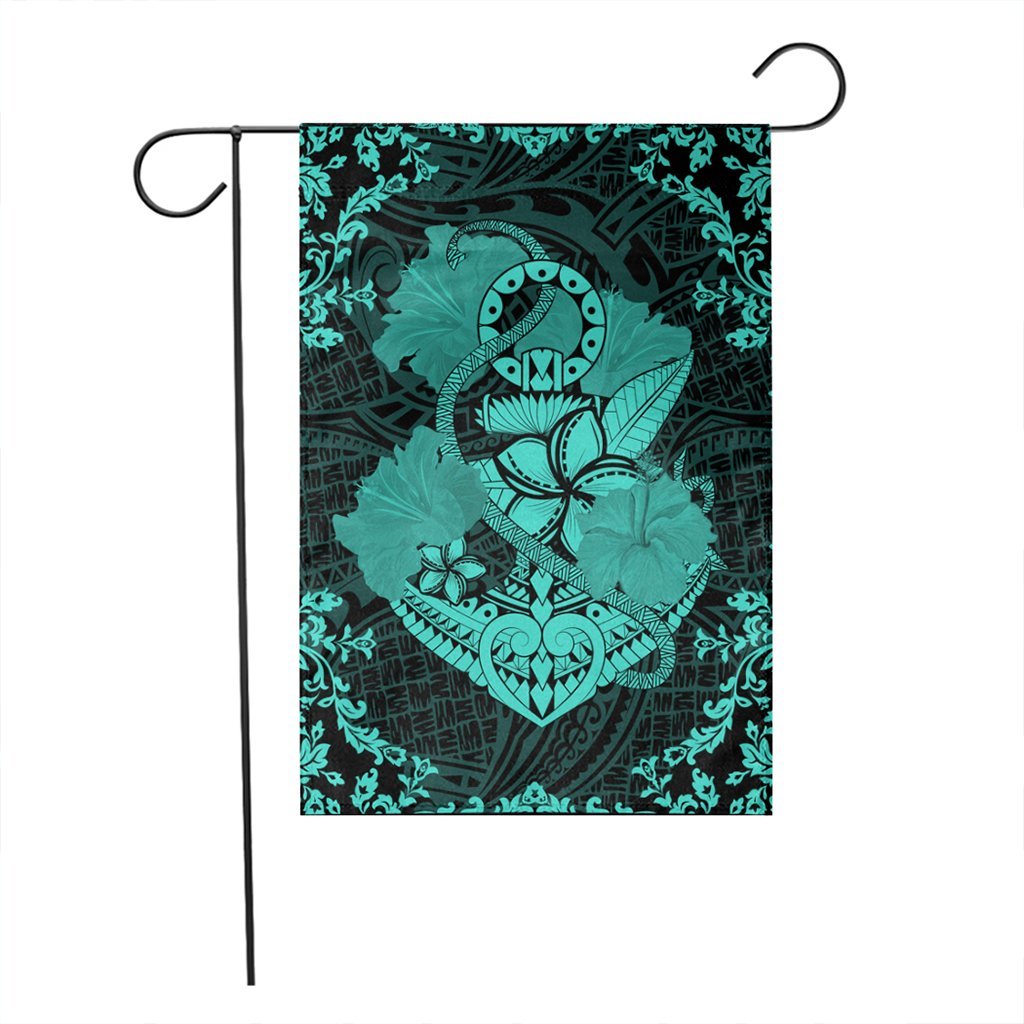 Hawaii Anchor Hibiscus Flower Vintage Flag - AH - Turquoise - Polynesian Pride