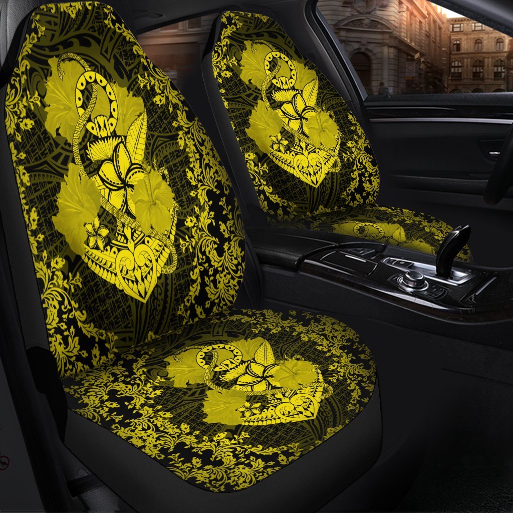 Hawaii Anchor Hibiscus Flower Vintage Car Seat Covers - AH - Yellow - Polynesian Pride