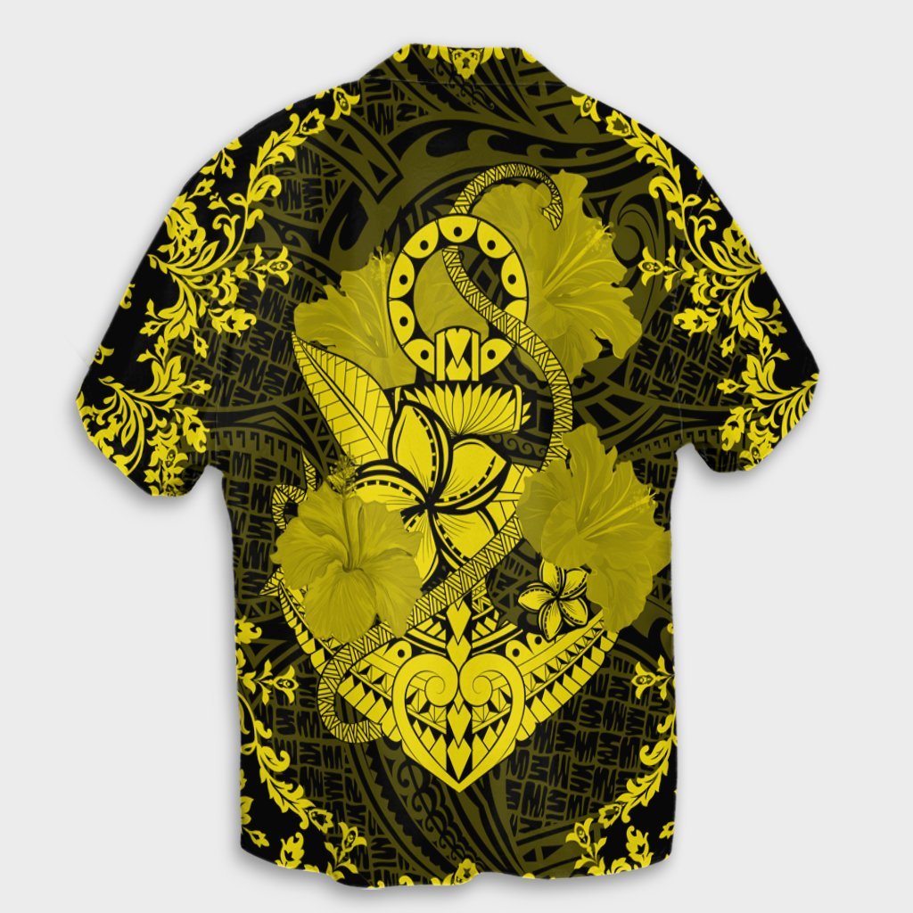 Hawaii Anchor Hibiscus Flower Vintage Hawaiian Shirt - AH - Yellow - Polynesian Pride