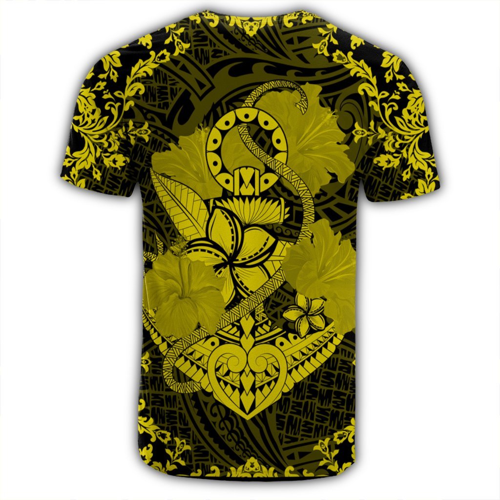 Hawaii Anchor Hibiscus Flower Vintage T Shirt Yellow - Polynesian Pride
