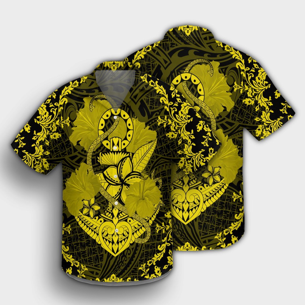 Hawaii Anchor Hibiscus Flower Vintage Hawaiian Shirt - AH - Yellow - Polynesian Pride