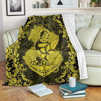 Hawaii Anchor Hibiscus Flower Vintage Premium Blankets - AH - Yellow White - Polynesian Pride