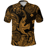 Hawaii Angry Shark Polynesian Polo Shirt Unique Style Gold LT8 - Polynesian Pride