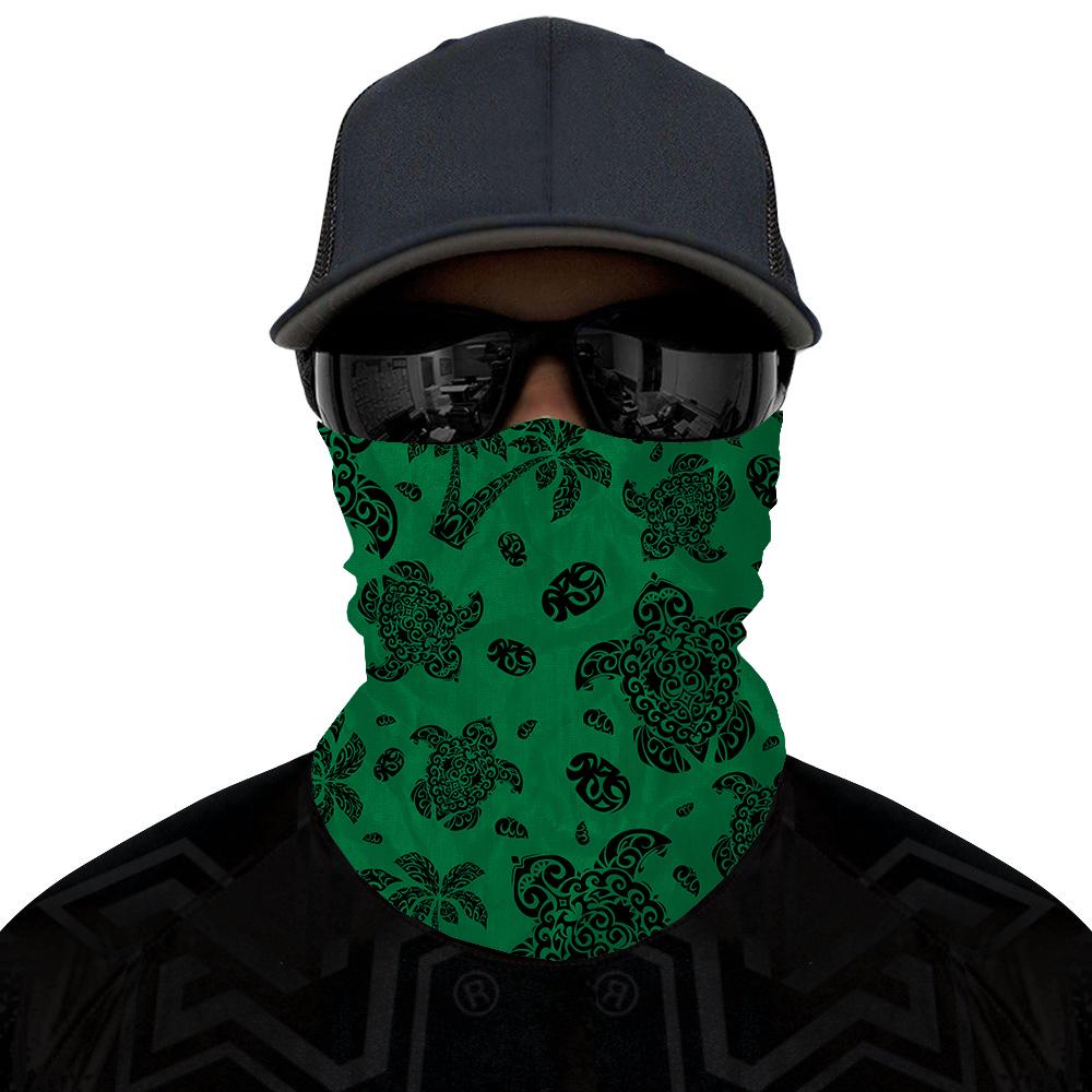 Hawaii Bandana Polynesian Turtle Palm And Sea Pebbles Green - Polynesian Pride