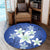Hawaii Blue Plumeria Round Carpet - AH Round Carpet Blue - Polynesian Pride
