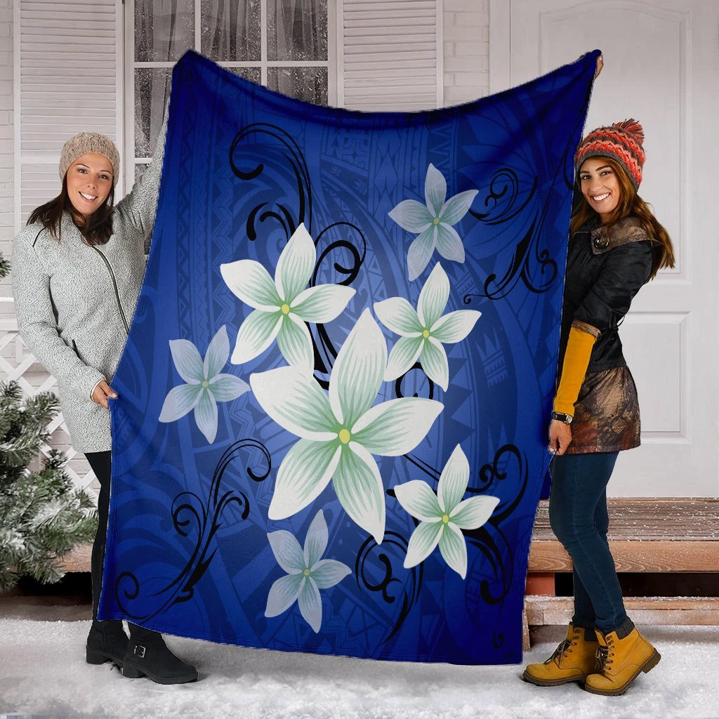 Hawaii Blue Plumeria Premium Blankets - AH - Polynesian Pride