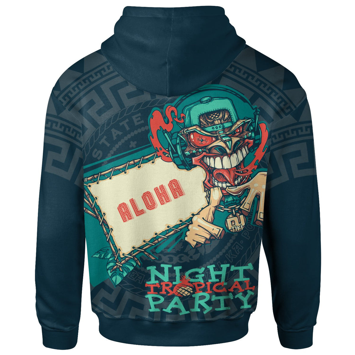 Hawaii Custom Personalized Hoodie Tiki DJ Party - Polynesian Pride