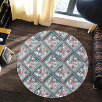 Hawaii Exotic Tropical Flowers In Pastel Colors Round Carpet - AH - Polynesian Pride