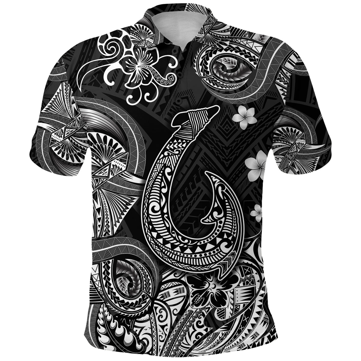 Hawaii Fish Hook Polynesian Polo Shirt Unique Style Black LT8 - Polynesian Pride
