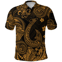 Hawaii Fish Hook Polynesian Polo Shirt Unique Style Gold LT8 - Polynesian Pride