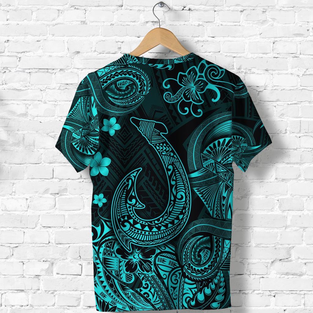 Hawaii Fish Hook Polynesian T Shirt Unique Style Turquoise LT8 - Polynesian Pride