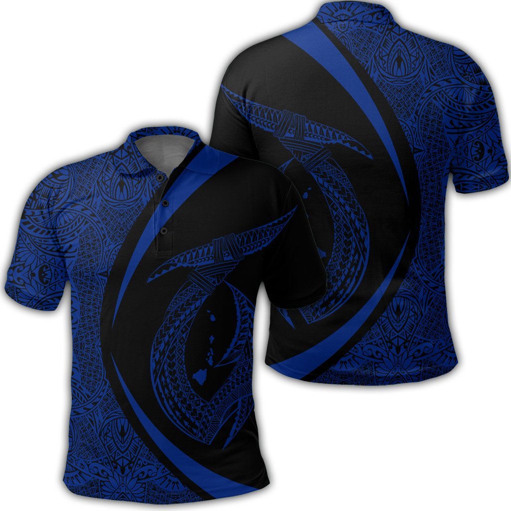 blue polynesian fish hook Hawaii Fish Hook Polynesian Polo Shirt Circle Style Blue