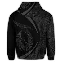 Hawaii Fish Hook Polynesian Zip Hoodie Circle Style Gray - Polynesian Pride