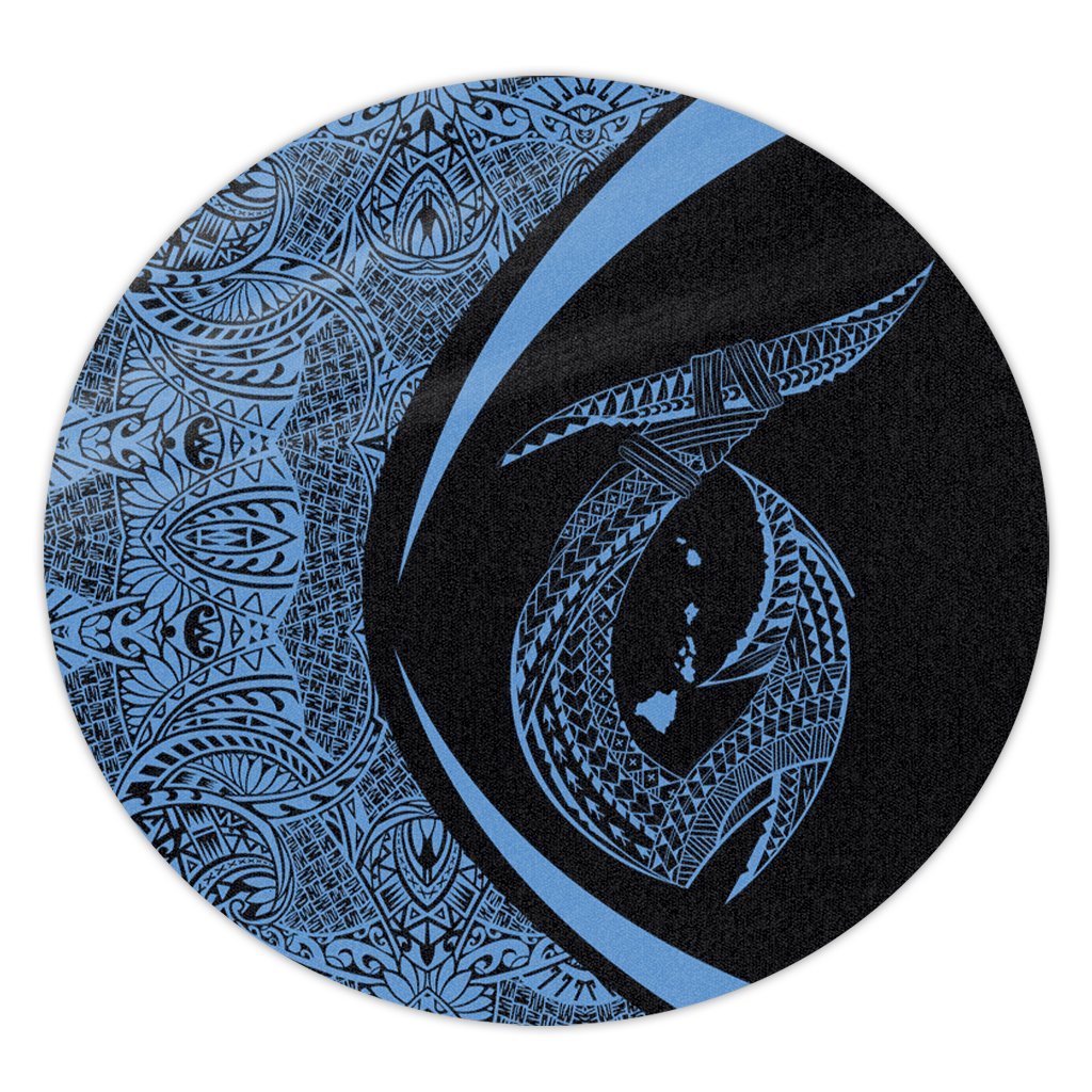 Hawaii Fish Hook Polynesian Round Carpet - Circle Style Pastel - AH Round Carpet Luxurious Plush - Polynesian Pride