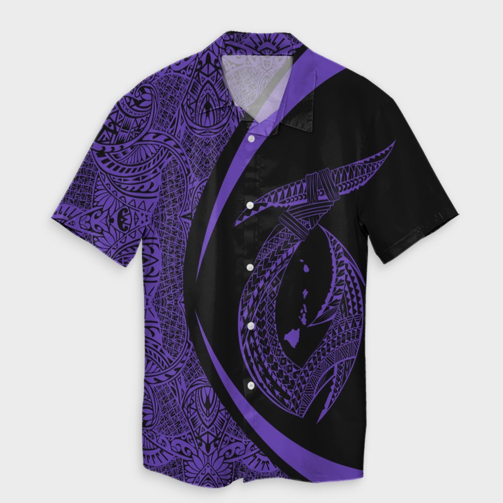 Hawaii Fish Hook Polynesian Hawaiian Shirt - Circle Style Purple - AH Unisex Black - Polynesian Pride
