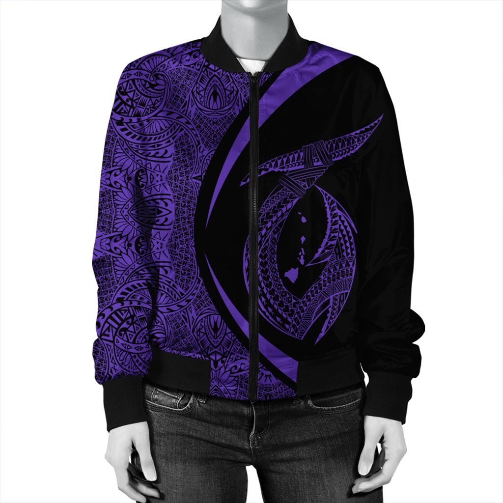 Hawaii Fish Hook Polynesian Bomber Jacket - Circle Style Purple - AH - Polynesian Pride