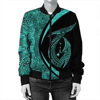 Hawaii Fish Hook Polynesian Bomber Jacket - Circle Style Turquoise - AH - Polynesian Pride
