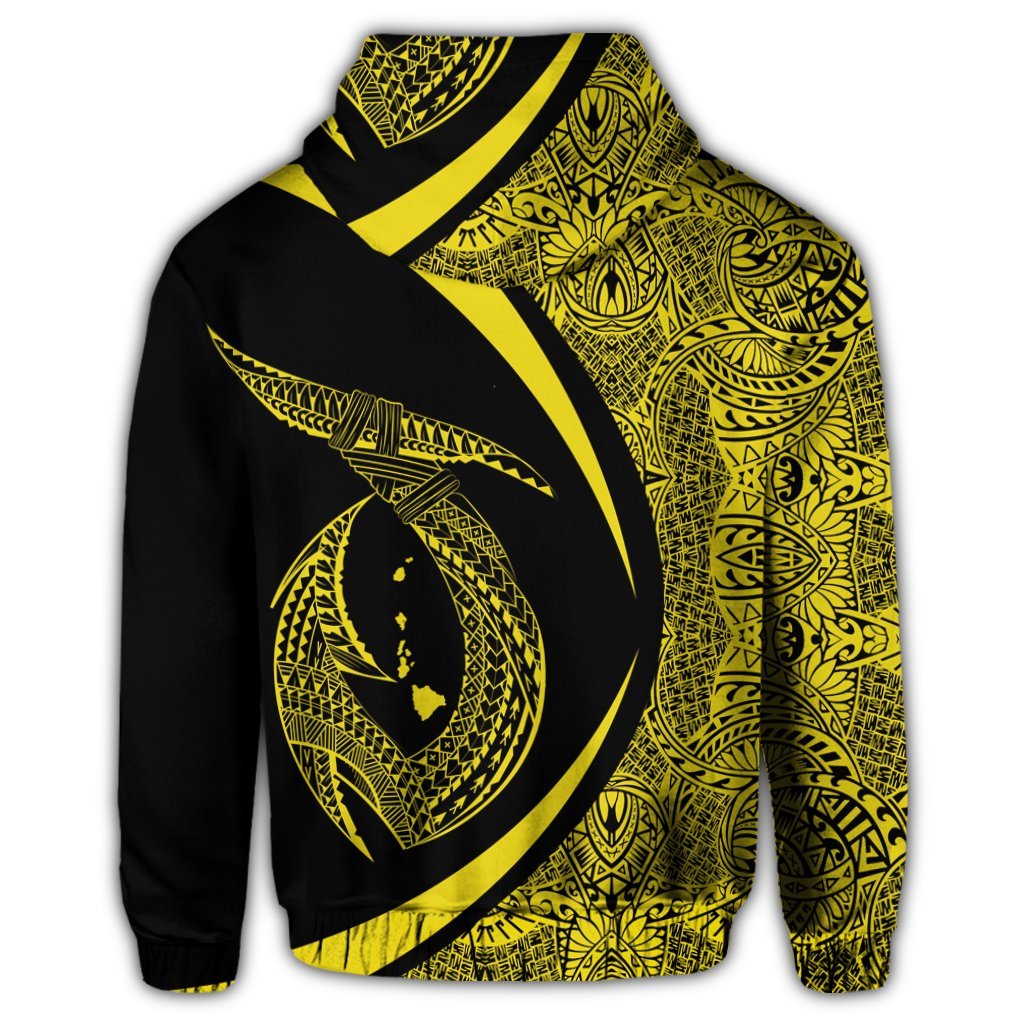 Hawaiian Fish Hook Polynesian Hoodie Circle Style Yellow - Polynesian Pride