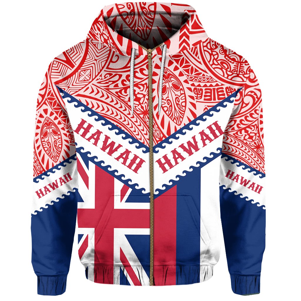 Hawaii Flag Hoodie Zip Mit Style - Polynesian Pride