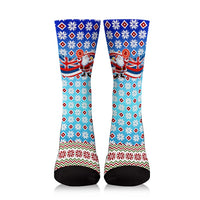 Hawaii Flag Santa Claus Pattern Christmas Crew Socks - Noel Style - AH - Polynesian Pride