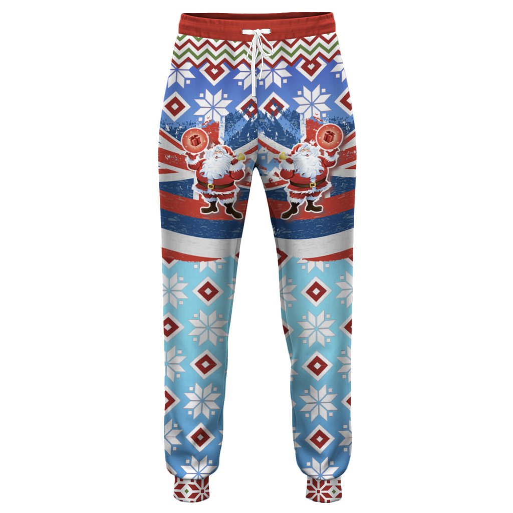 Hawaii Flag Santa Claus Pattern Christmas Jogger Pants - Noel Style - AH Unisex Blue - Polynesian Pride