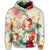 Hawaiian Floral Turtle Hoodie Beige - Polynesian Pride