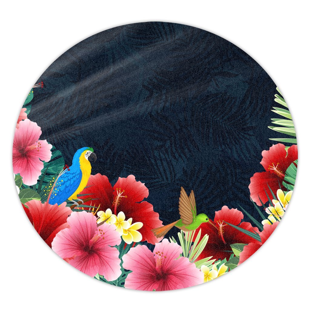 Hawaii Forest Hibiscus Round Carpet - AH Round Carpet Luxurious Plush - Polynesian Pride