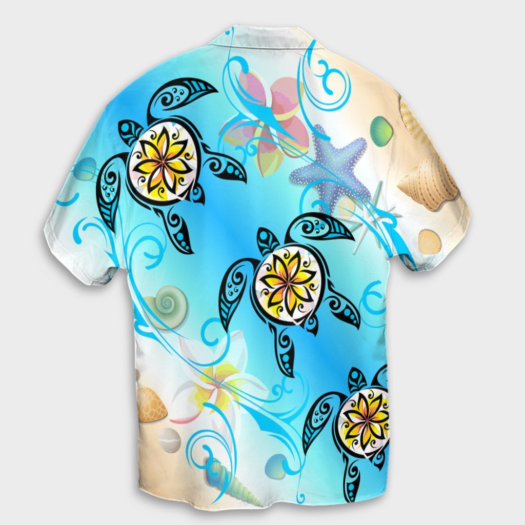 Hawaii Fresh Beach Turtle Plumeria Hawaiian Shirt - AH - Brian Style - Polynesian Pride