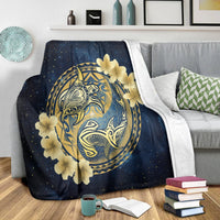 Hawaii Galaxay Yin Yang Turtle Shark Hibiscus Plumeria Premium Blankets - AH - Polynesian Pride