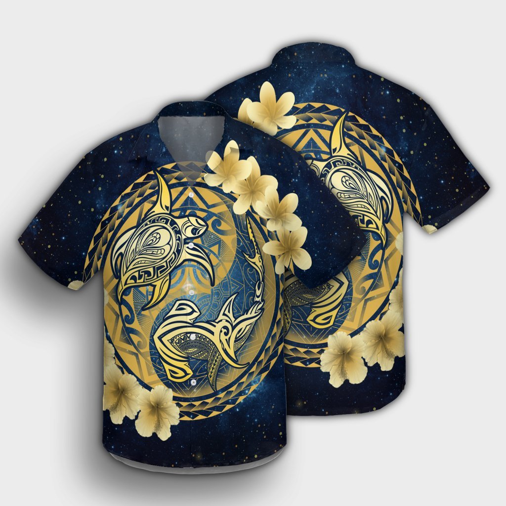 Hawaii Galaxay Yin Yang Turtle Shark Hibiscus Plumeria Hawaiian Shirt - AH - Polynesian Pride
