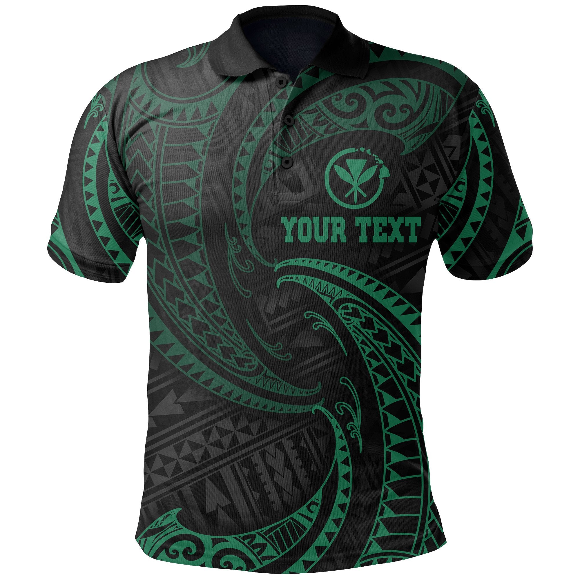 Hawaii Polynesian Custom Polo Shirt Green Tribal Wave Unisex Green - Polynesian Pride