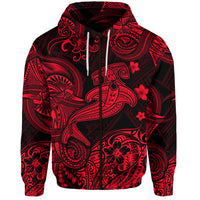 Custom Hawaii Hammer Shark Polynesian Zip Hoodie Unique Style Red LT8 - Polynesian Pride