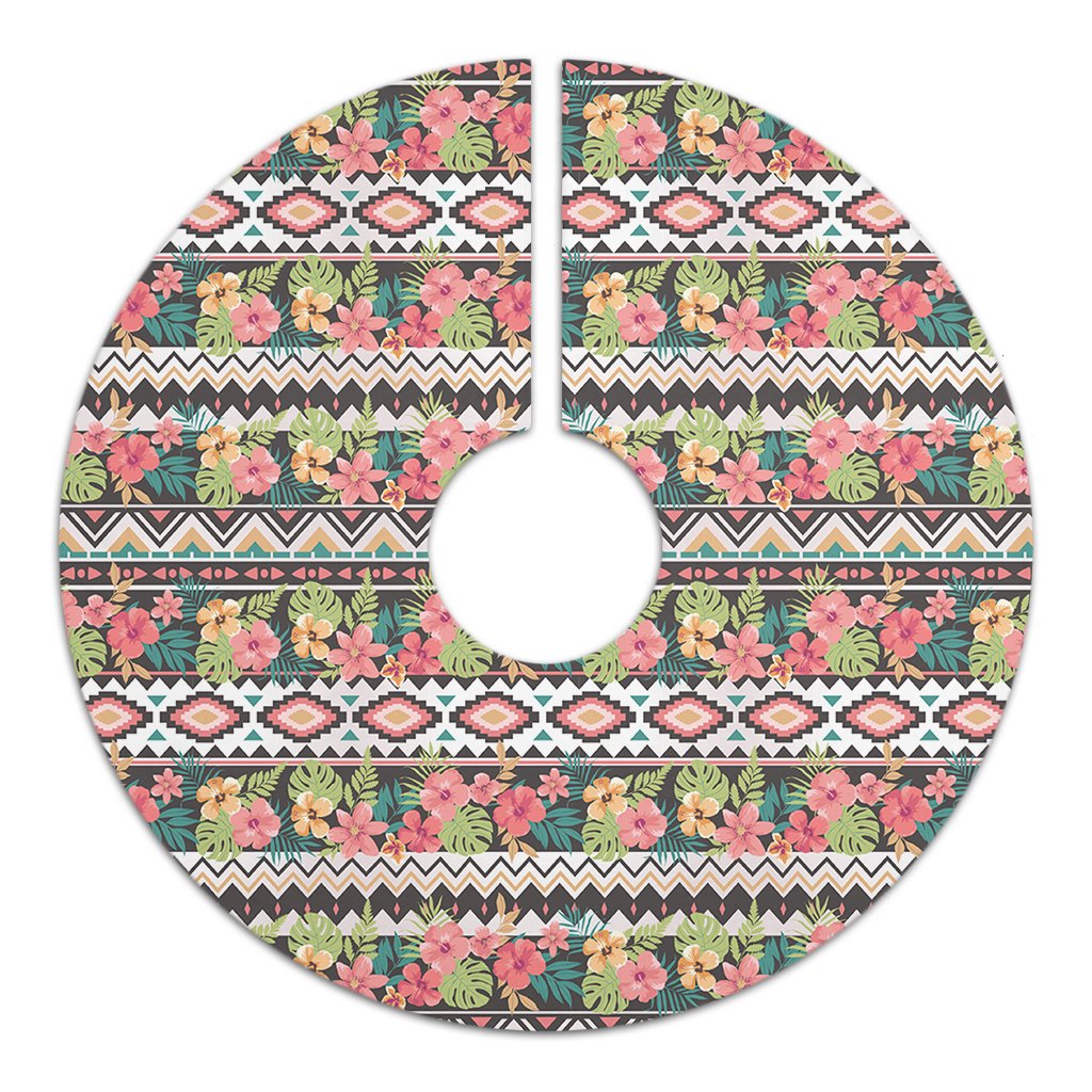 Hawaii Hibiscus Ethnic Mix Tropical Flower Tree Skirt - Polynesian Pride
