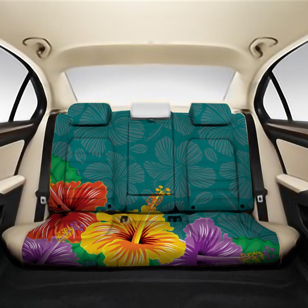 Hawaii Hibiscus More Color Back Seat Cover AH One Size Black Back Car Seat Covers - Polynesian Pride