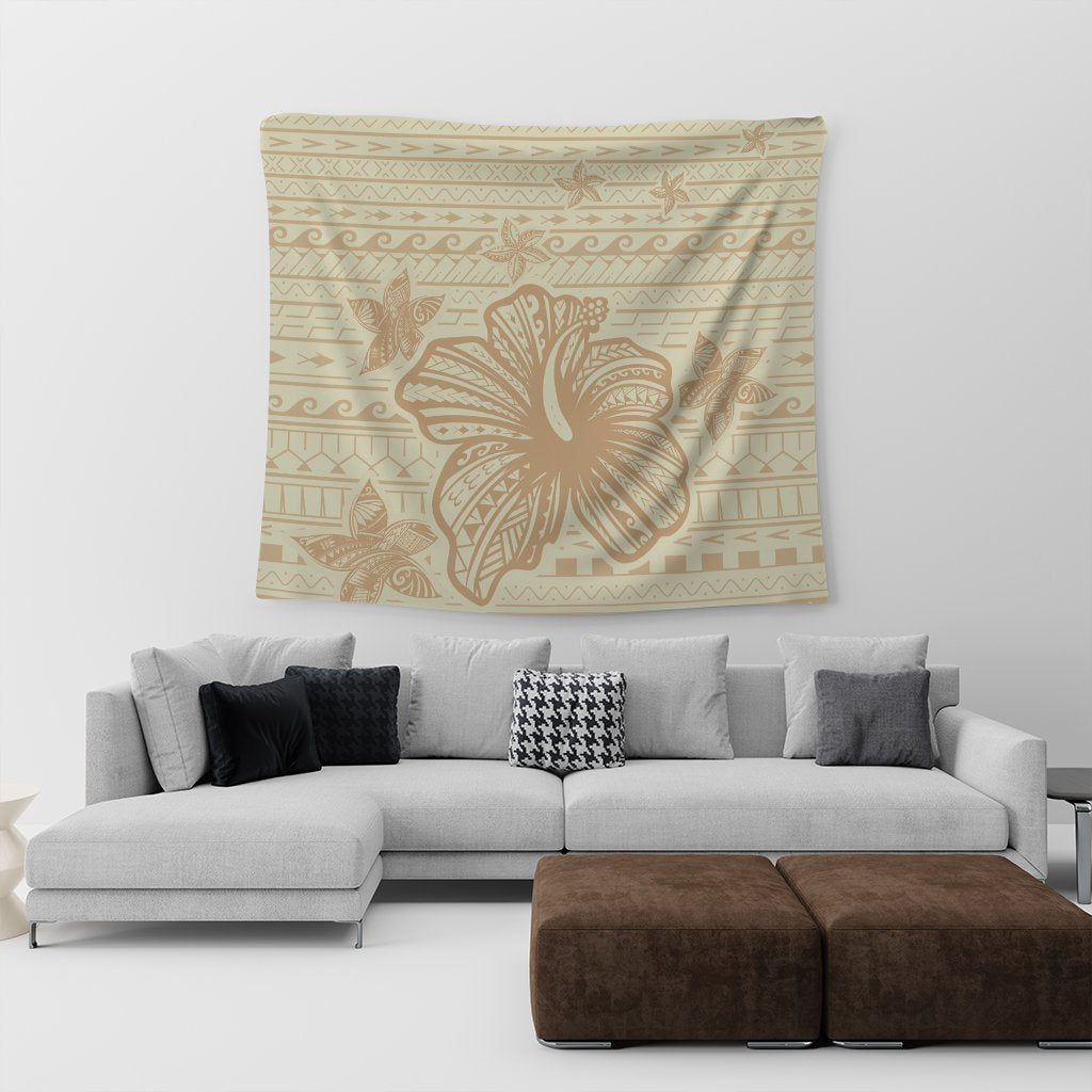 Hawaii Hibiscus Plumeria Kanaka Polynesian Vintage Tapestry - AH - Polynesian Pride