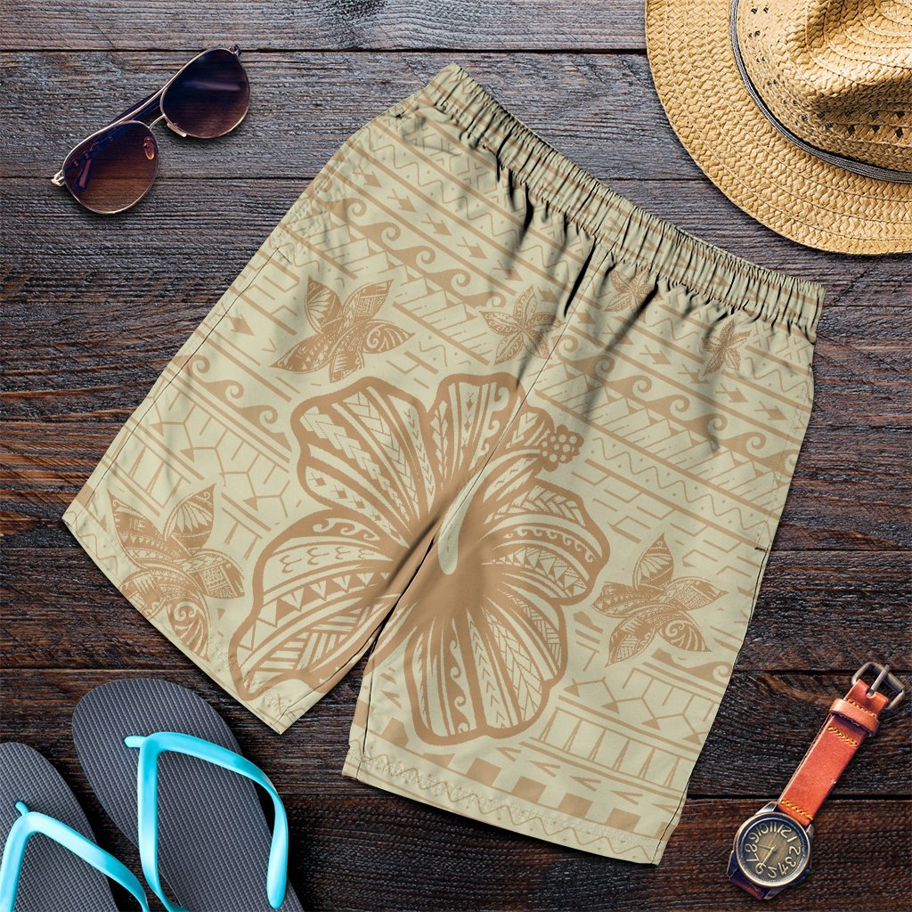 Hawaii Hibiscus Plumeria Kanaka Polynesian Vintage Men's Shorts - AH Art - Polynesian Pride