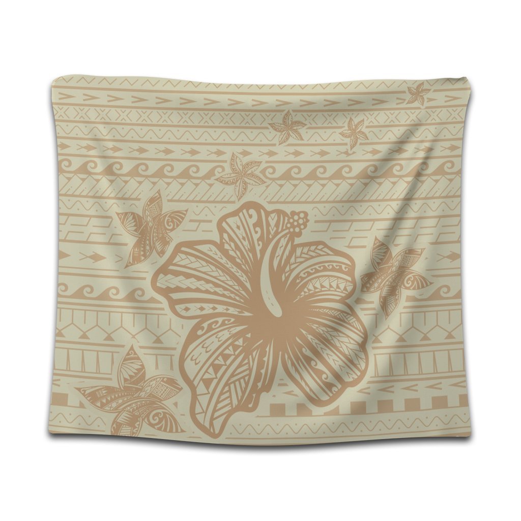 Hawaii Hibiscus Plumeria Kanaka Polynesian Vintage Tapestry - AH Wall Tapestry Black - Polynesian Pride