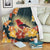 Hawaii Honeycreeper Hibiscus Premium Blankets - AH White - Polynesian Pride