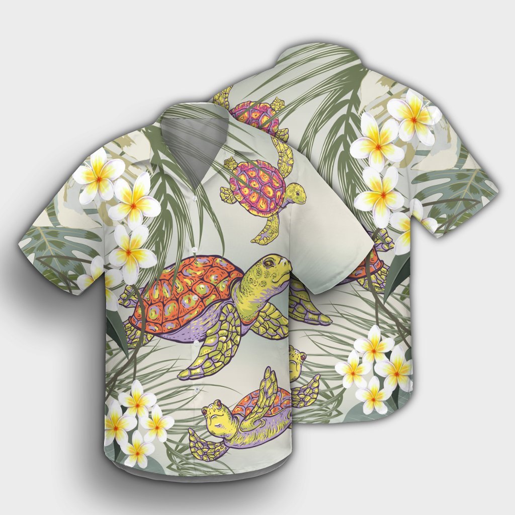 Hawaii Honu Chibi Sea Plumeria Hawaiian Shirt - AH - Polynesian Pride