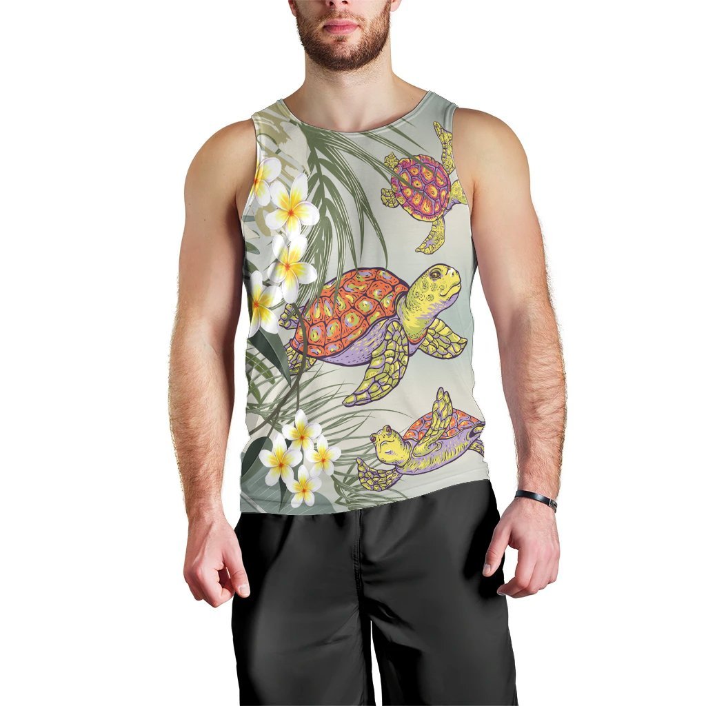 Hawaii Honu Chibi Sea Plumeria Tank Top - AH Black - Polynesian Pride