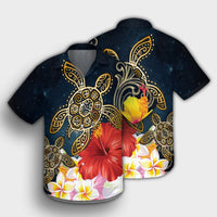 Hawaii Honu Hibiscus Galaxy Hawaiian Shirt - AH - Polynesian Pride