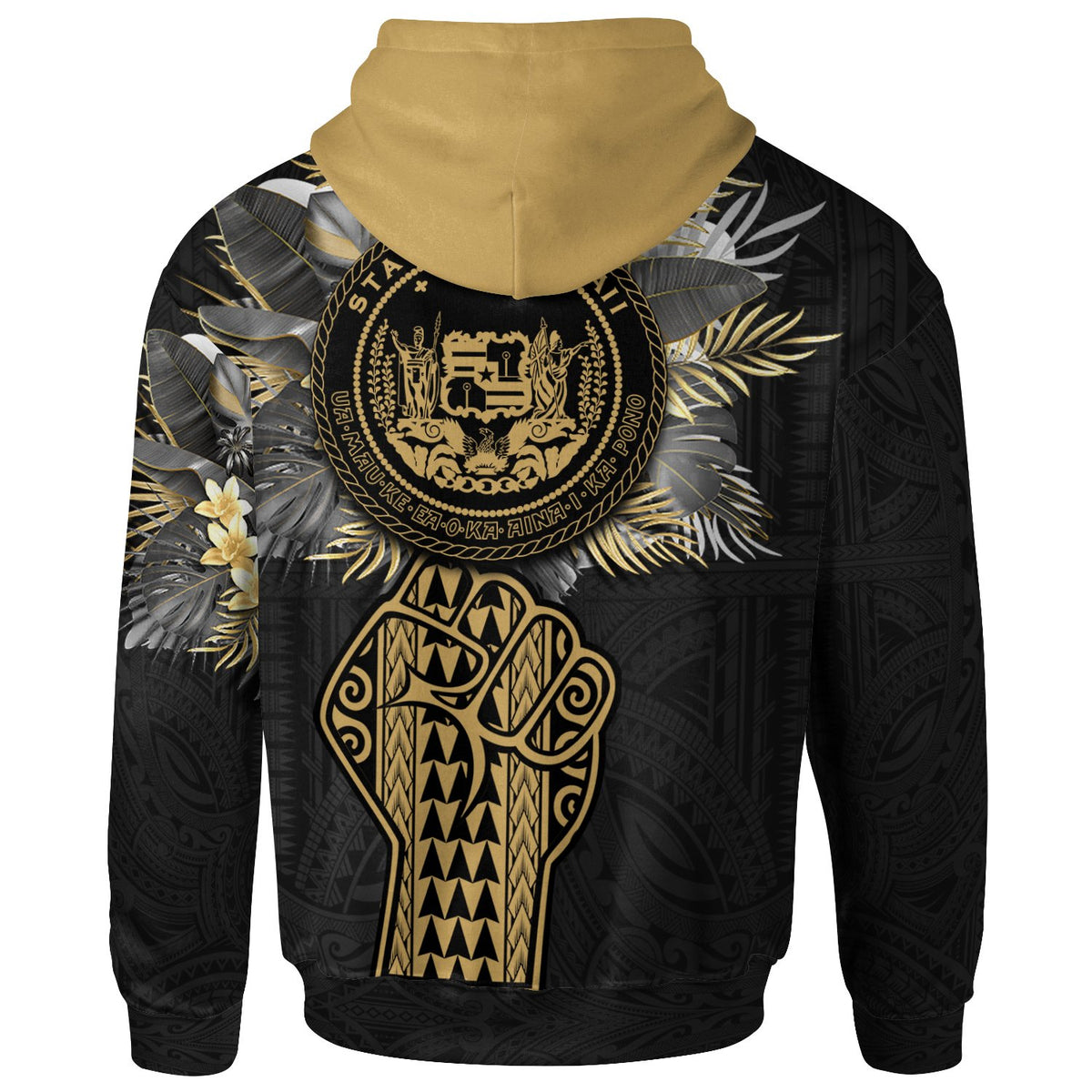Hawaii Custom Personalized Hoodie Coat of Arm Clenched Fist - Polynesian Pride