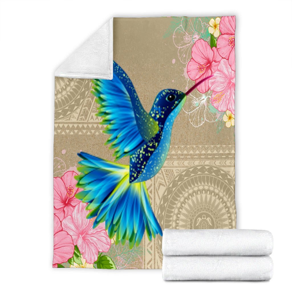 Hawaii Humming Bird Hibiscus Polynesian Premium Blankets - AH - Polynesian Pride