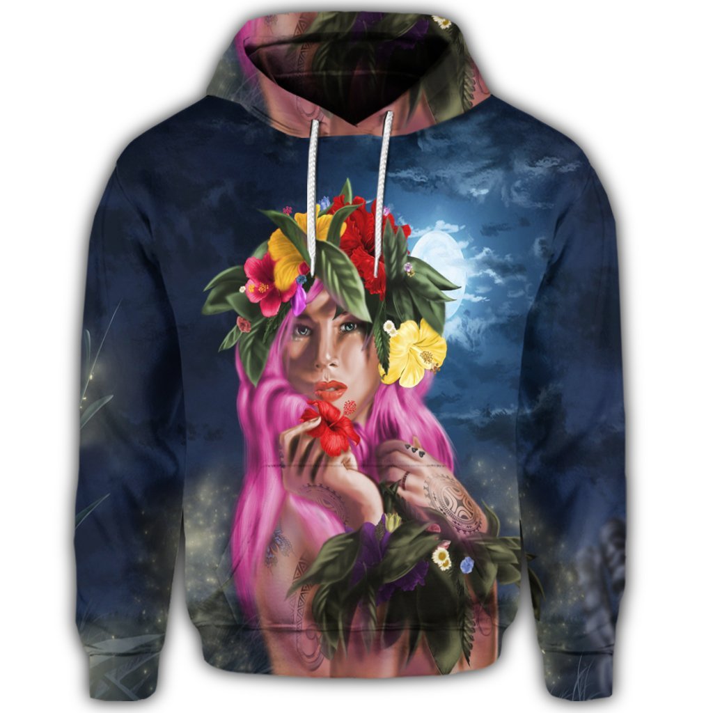 Hawaiian Kanaka Colorful Hula Girl Hoodie Dinh Style - Polynesian Pride