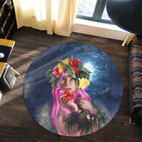 Hawaii Kanaka Colorful Hula Girl Round Carpet - Dinh Style - Polynesian Pride