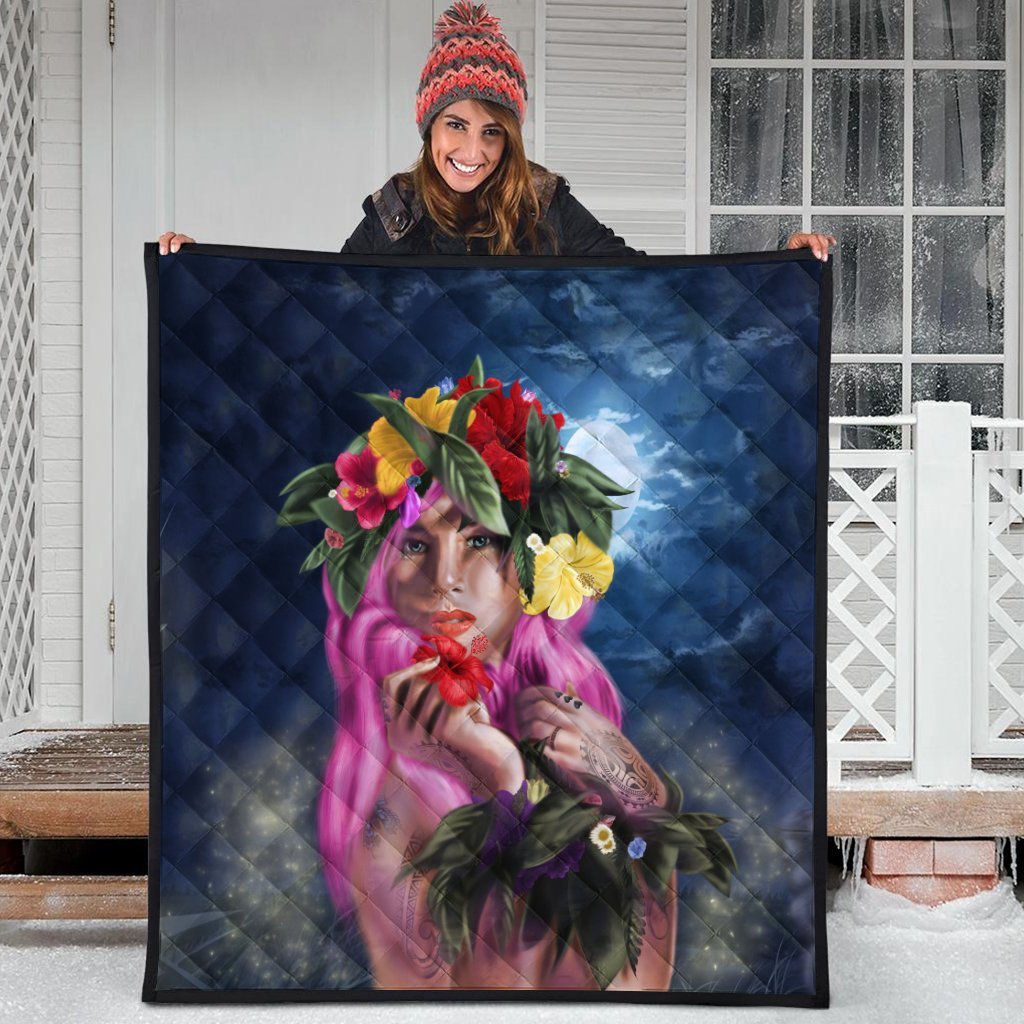 Hawaii Kanaka Colorful Hula Girl Premium Quilts - Dinh Style - Polynesian Pride