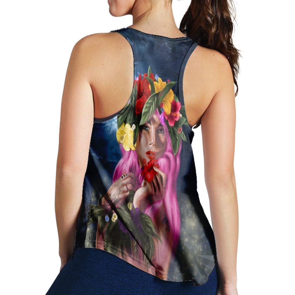 Hawaii Kanaka Colorful Hula Girl Racerback Tank - Dinh Style - Polynesian Pride