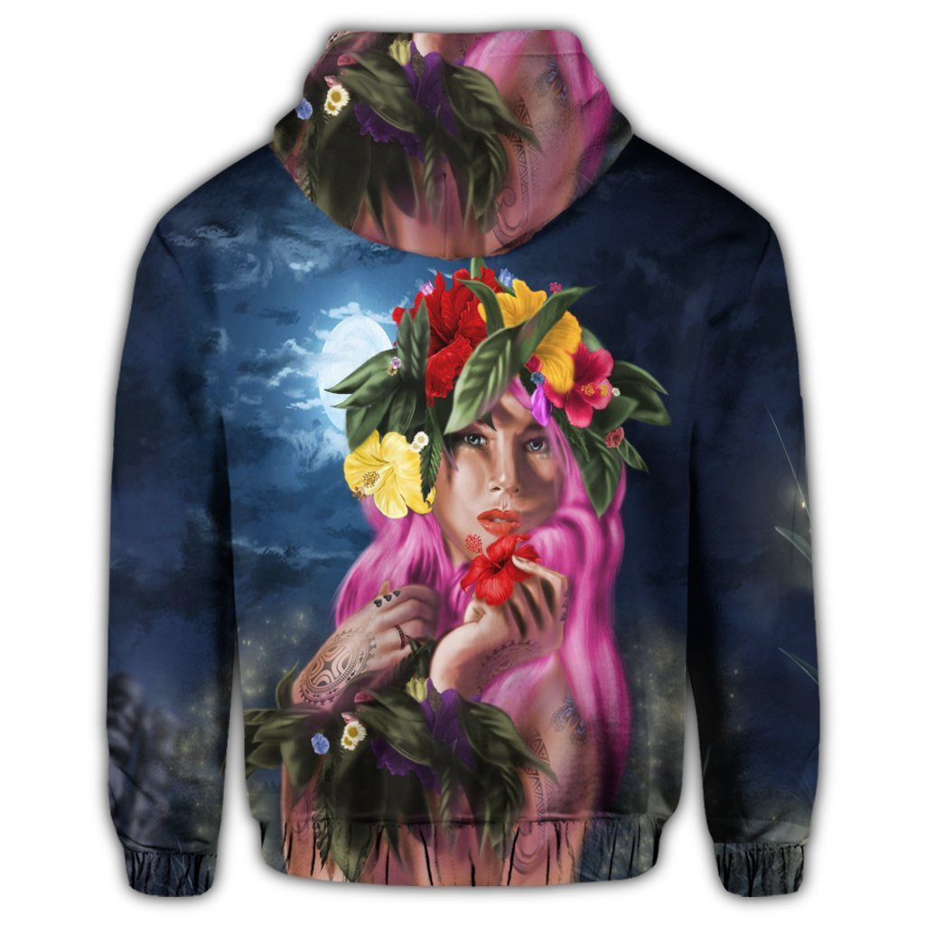 Hawaii Kanaka Colorful Hula Girl Zip Hoodie Dinh Style - Polynesian Pride