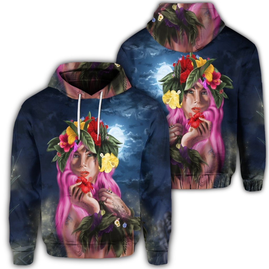 Hawaiian Kanaka Colorful Hula Girl Hoodie Dinh Style Unisex Art - Polynesian Pride